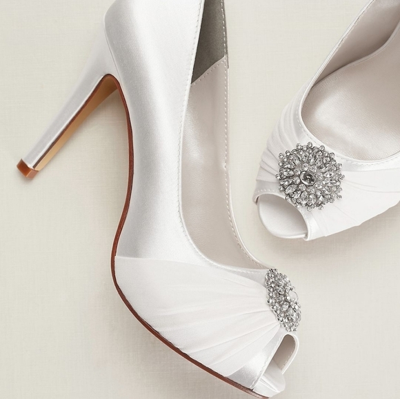 David's Bridal Dyeable Chiffon and Satin Shoe - Picture 1 of 3